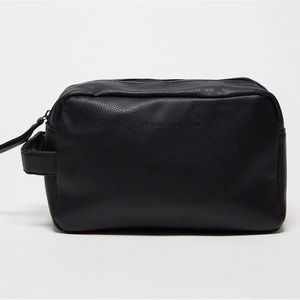 🇬🇧 FCUK bag👝: vegan leather, unisex, matte black, travel case, cosmetic bag